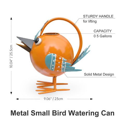 FGYPYLFF bird-shaped watering can side view showing durable metal finish on display.