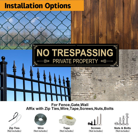 FHEGI 2-pack private property signs suitable for yard, front door, or fence.
