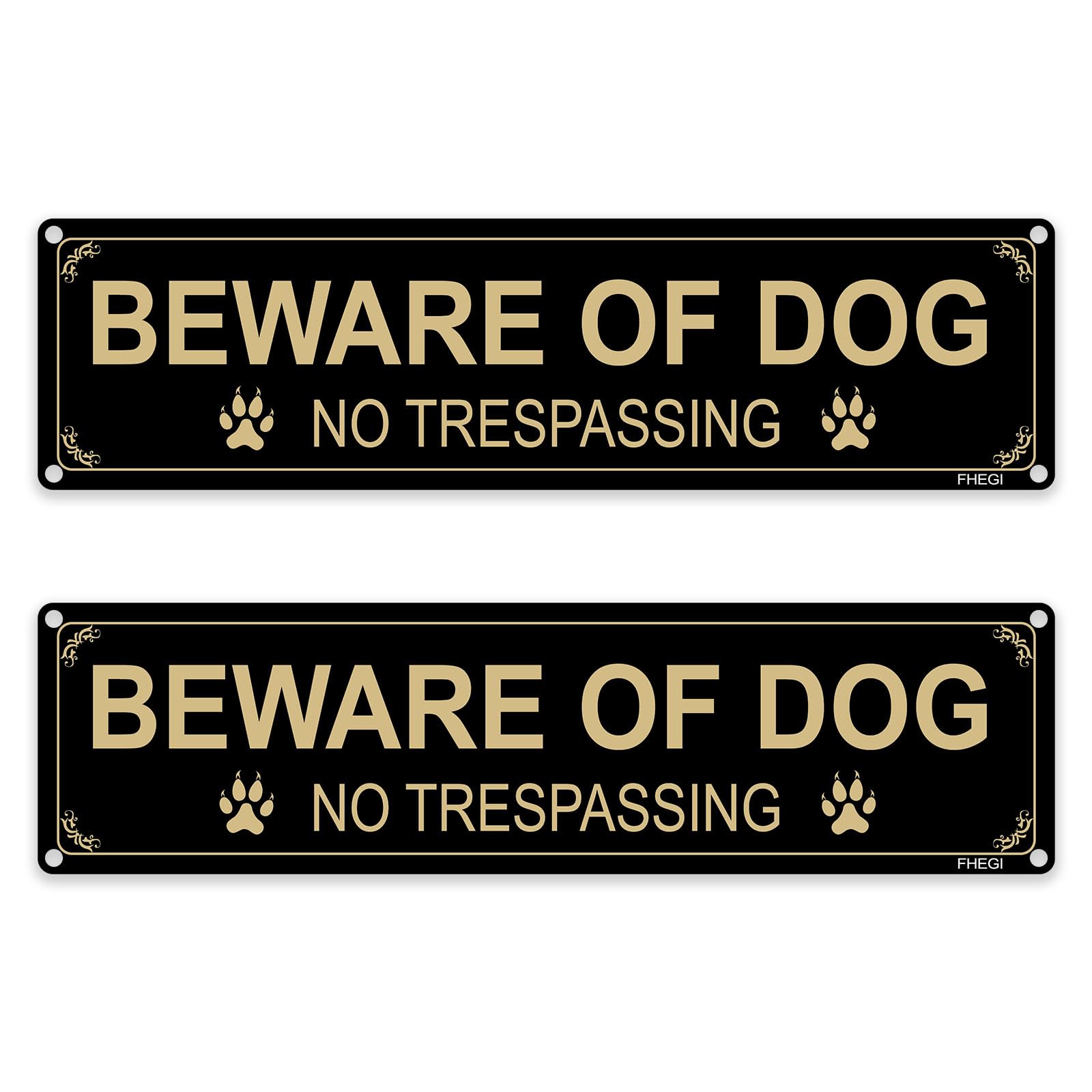 FHEGI Beware of Dog sign, 12x3 inch aluminum, durable outdoor signage.