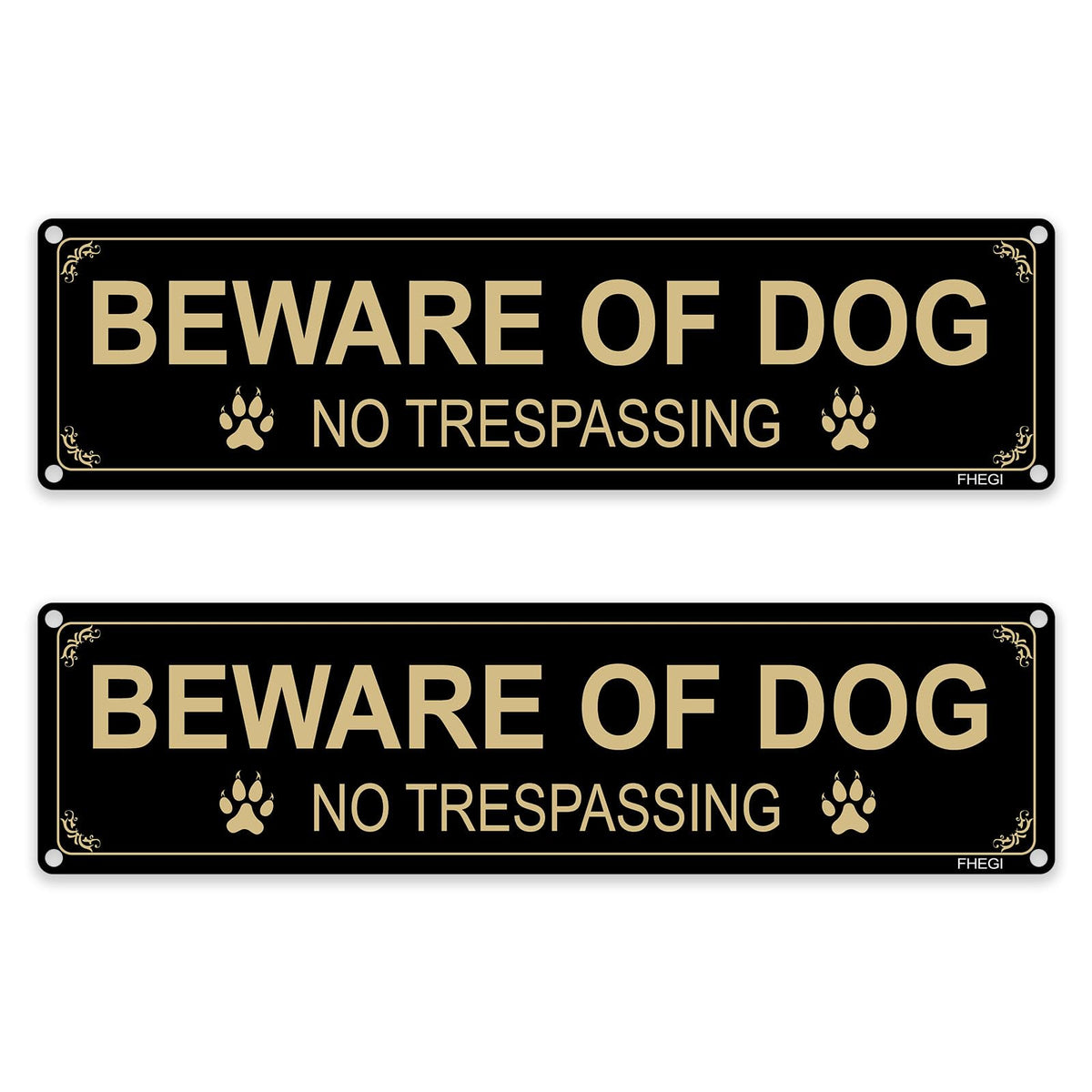 FHEGI Beware of Dog sign, 12x3 inch aluminum, durable outdoor signage.