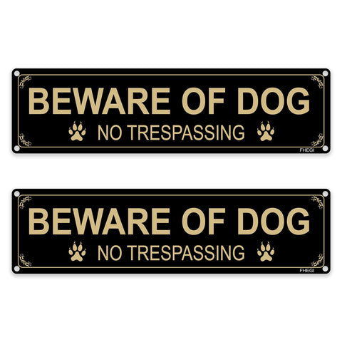FHEGI Beware of Dog sign, 12x3 inch aluminum, durable outdoor signage.