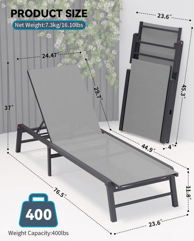 FHVIT aluminum frame with Textilene fabric handles weather for all-season comfort.
