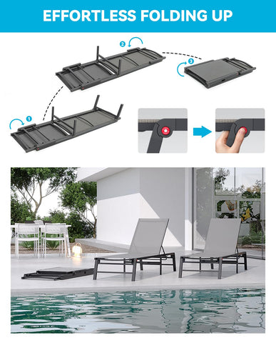 FHVIT five-position backrest lounge enabling customized lounging angles.