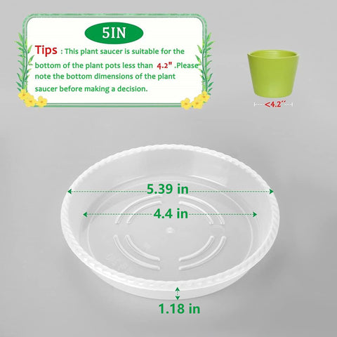 FHWTY clear plant saucer side view reveals thick plastic that lasts.