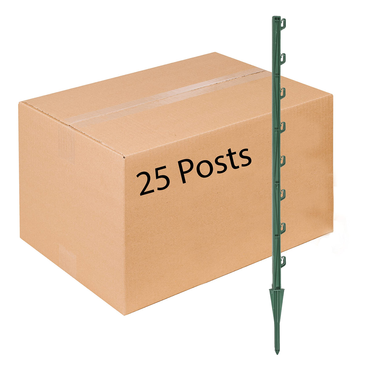 Fi-Shock P-30G 30-inch garden fence post with eight clips for easy fencing setup.
