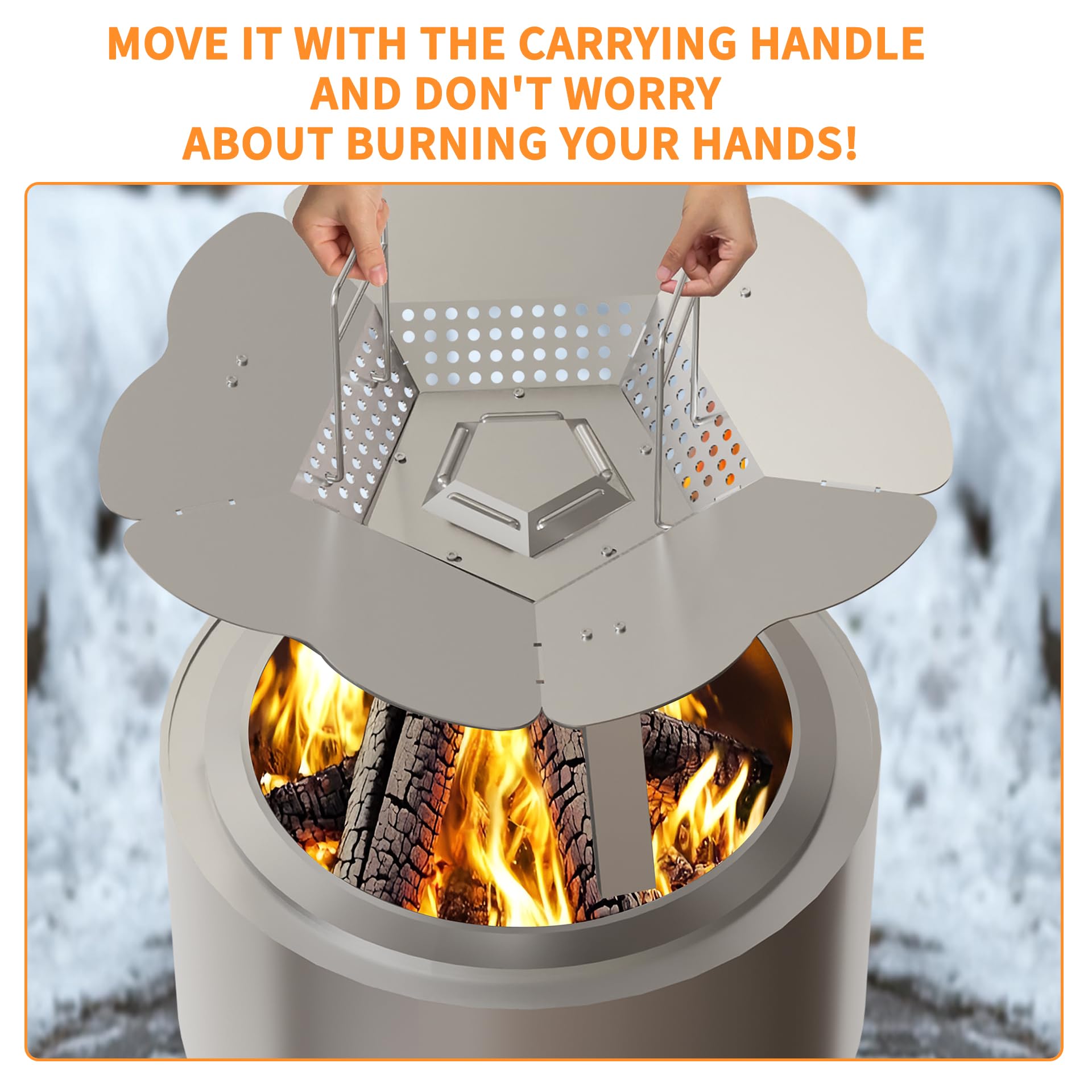 Fiaygro portable heat deflector adapts to camping outdoors and patios.