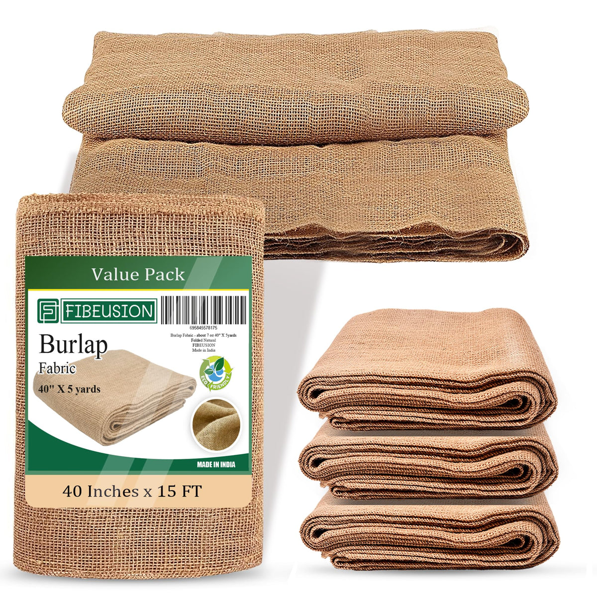 FIBEUSION natural burlap 40x15 garden fabric for weed barrier in planting beds