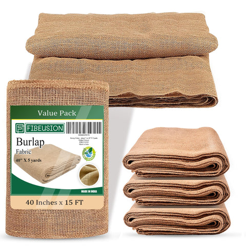 FIBEUSION natural burlap 40x15 garden fabric for weed barrier in planting beds
