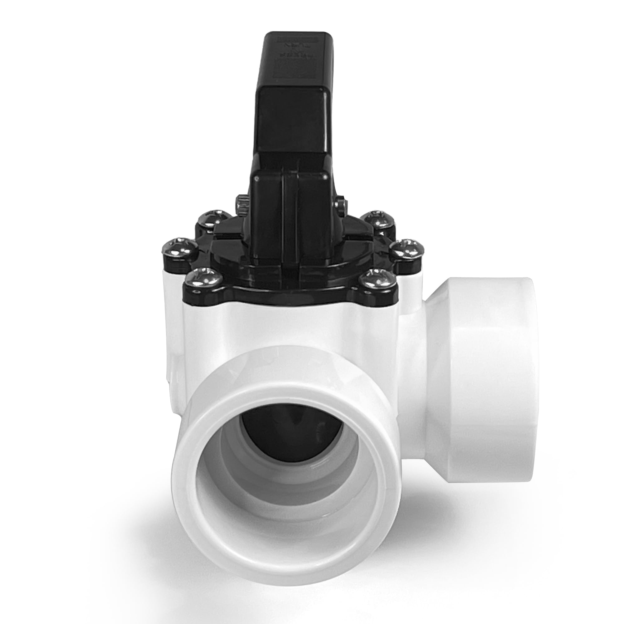 FibroPool valve installed in pool line demonstrates compatibility with spa and heater bypass setups