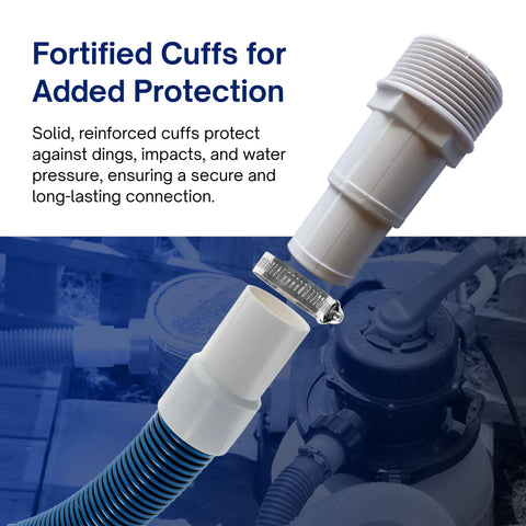 FibroPool adapters clamps and PTFE tape included for easy, secure installation.