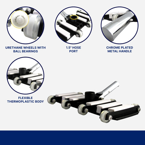FibroPool chrome-plated handle with durable attachment to poles