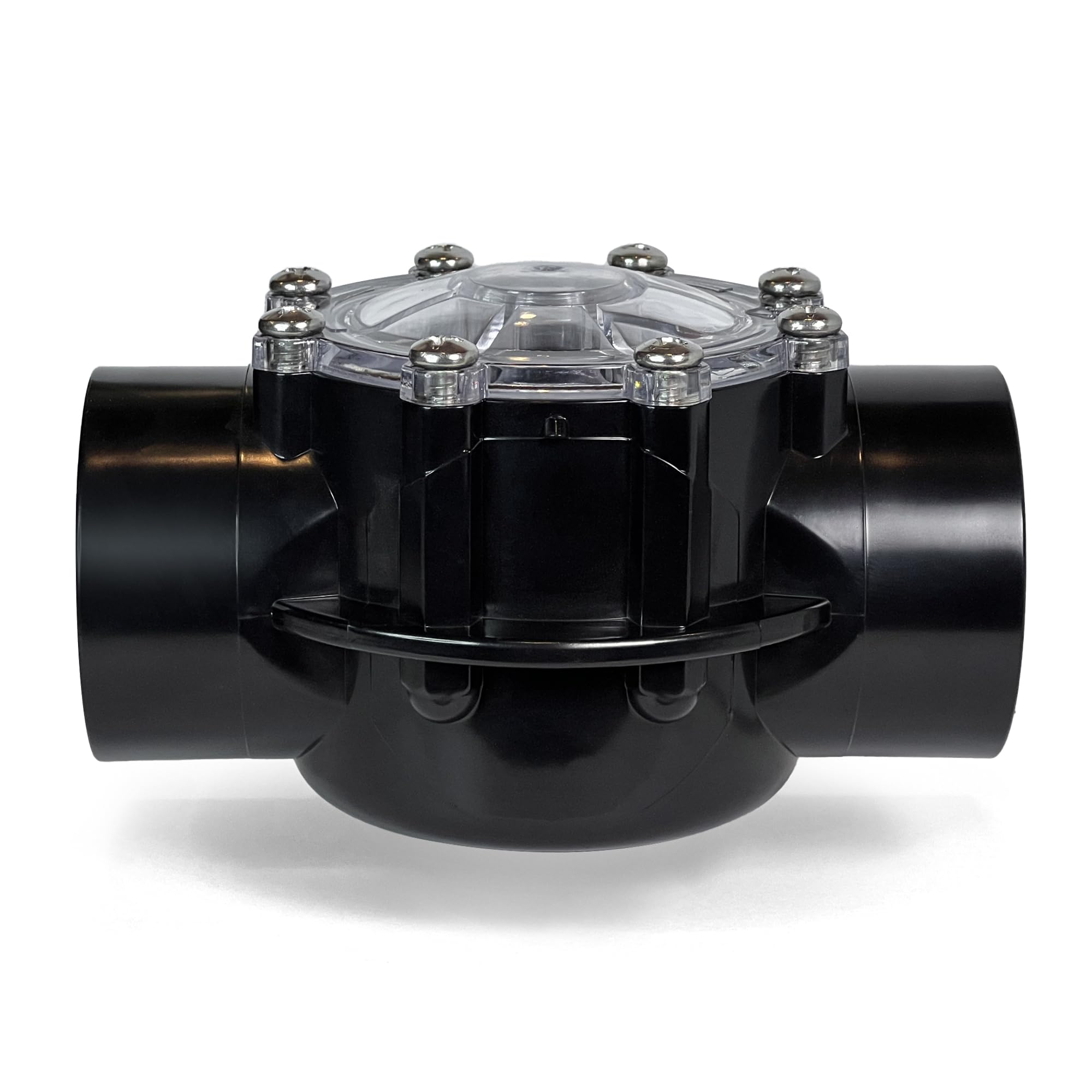 FibroPool CPVC valve highlights durable construction for temperature and impact resistance.