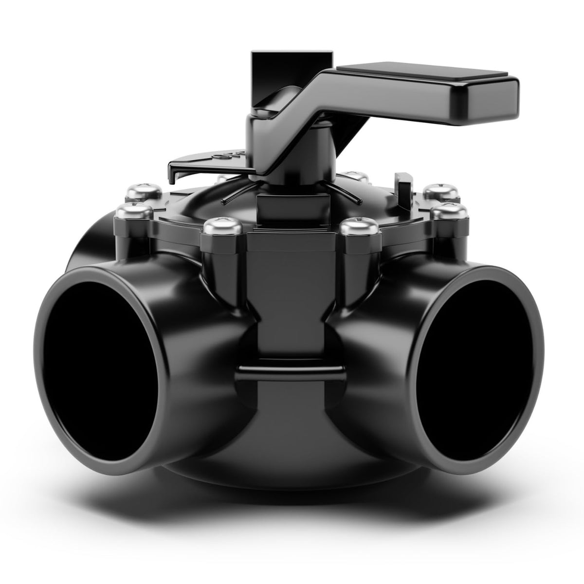 FibroPool diverter valve with 3-way slip ports for flexible pool plumbing.