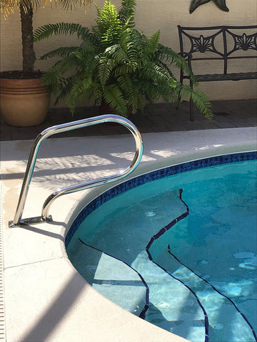 FibroPool handrail provides a reliable grip for wet pool sides