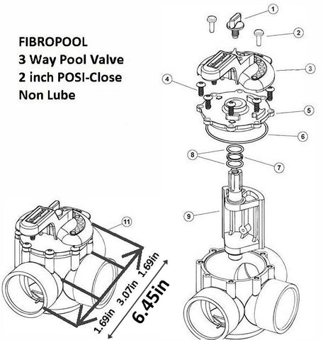 FibroPool heater bypass valve enables versatile flow control for pool systems.