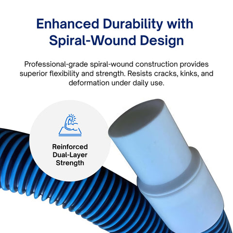FibroPool one-and-a-half-inch hose diameter emphasized for universal compatibility.