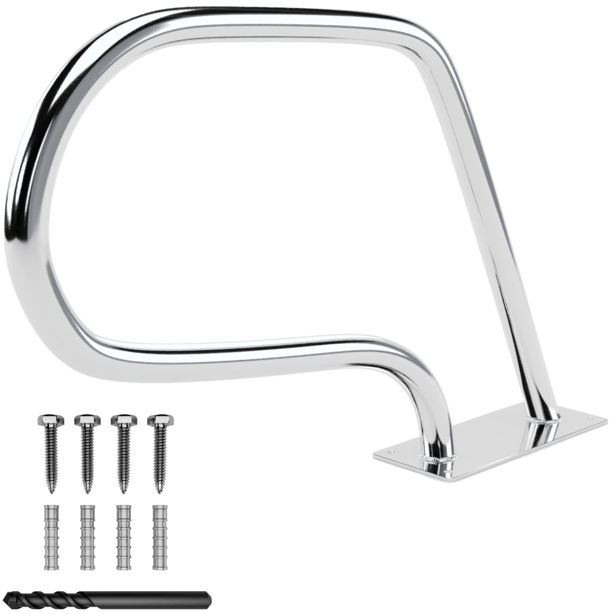 FibroPool stainless steel handrail with easy mount base for secure pool entry