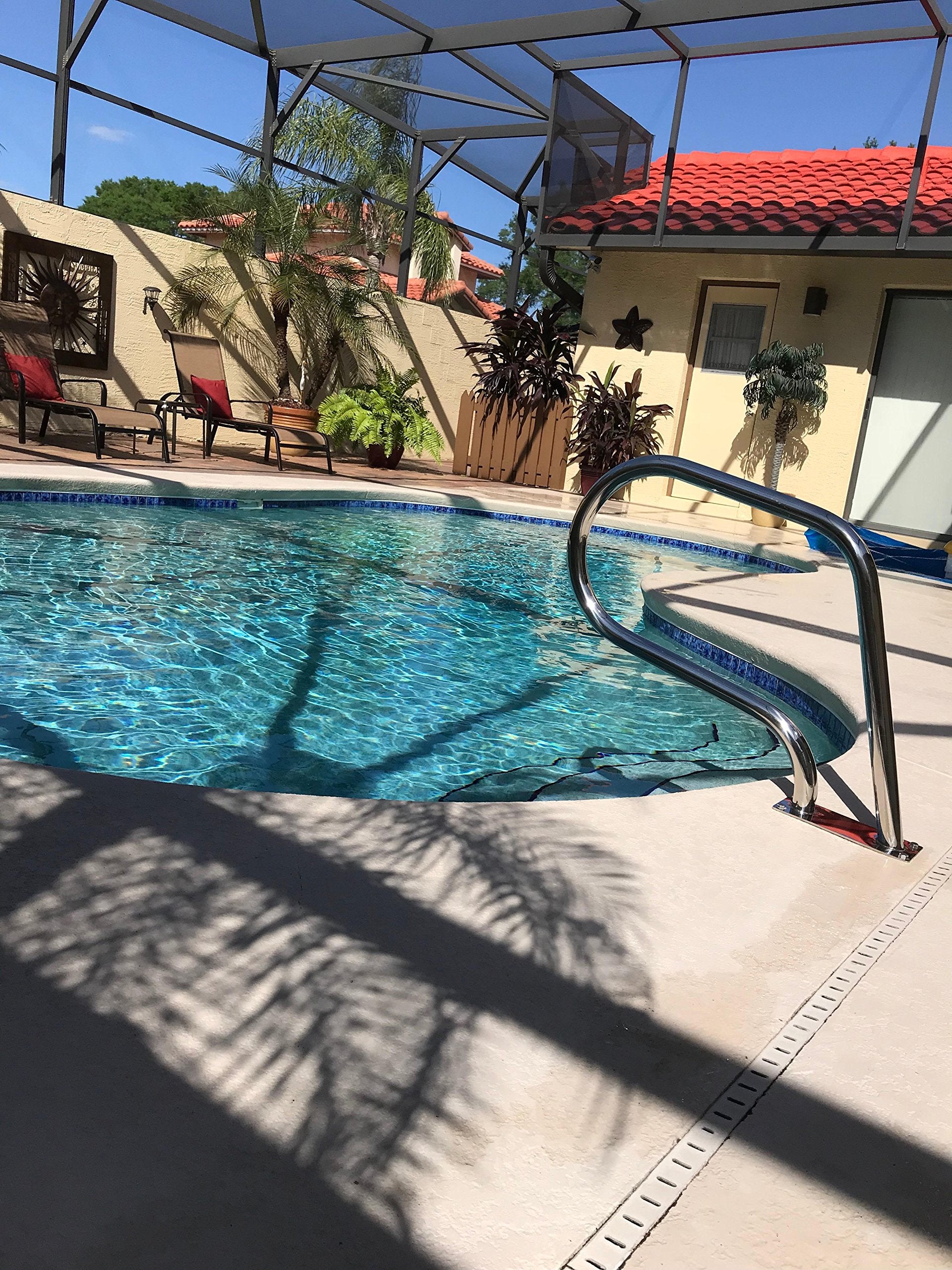 FibroPool stainless steel handrail works with most pools and spas