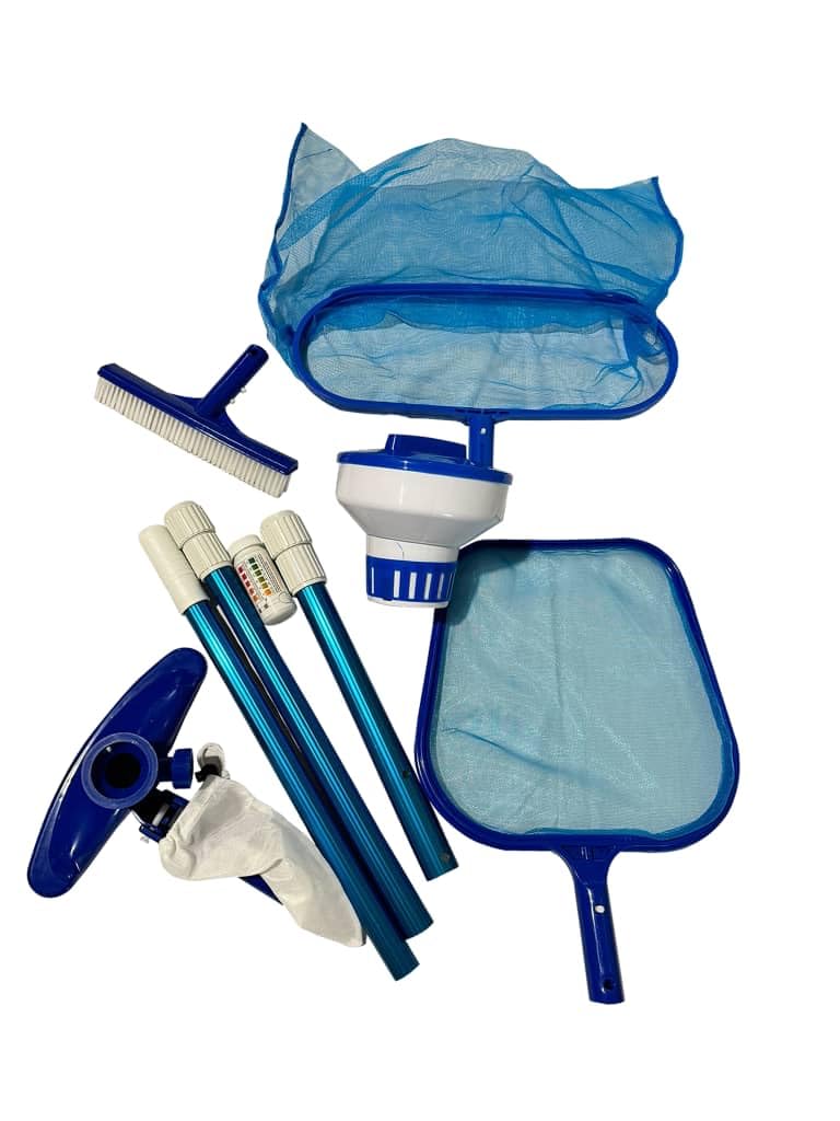FibroPool telescoping pole extended for easy reach and thorough above-ground pool cleaning.