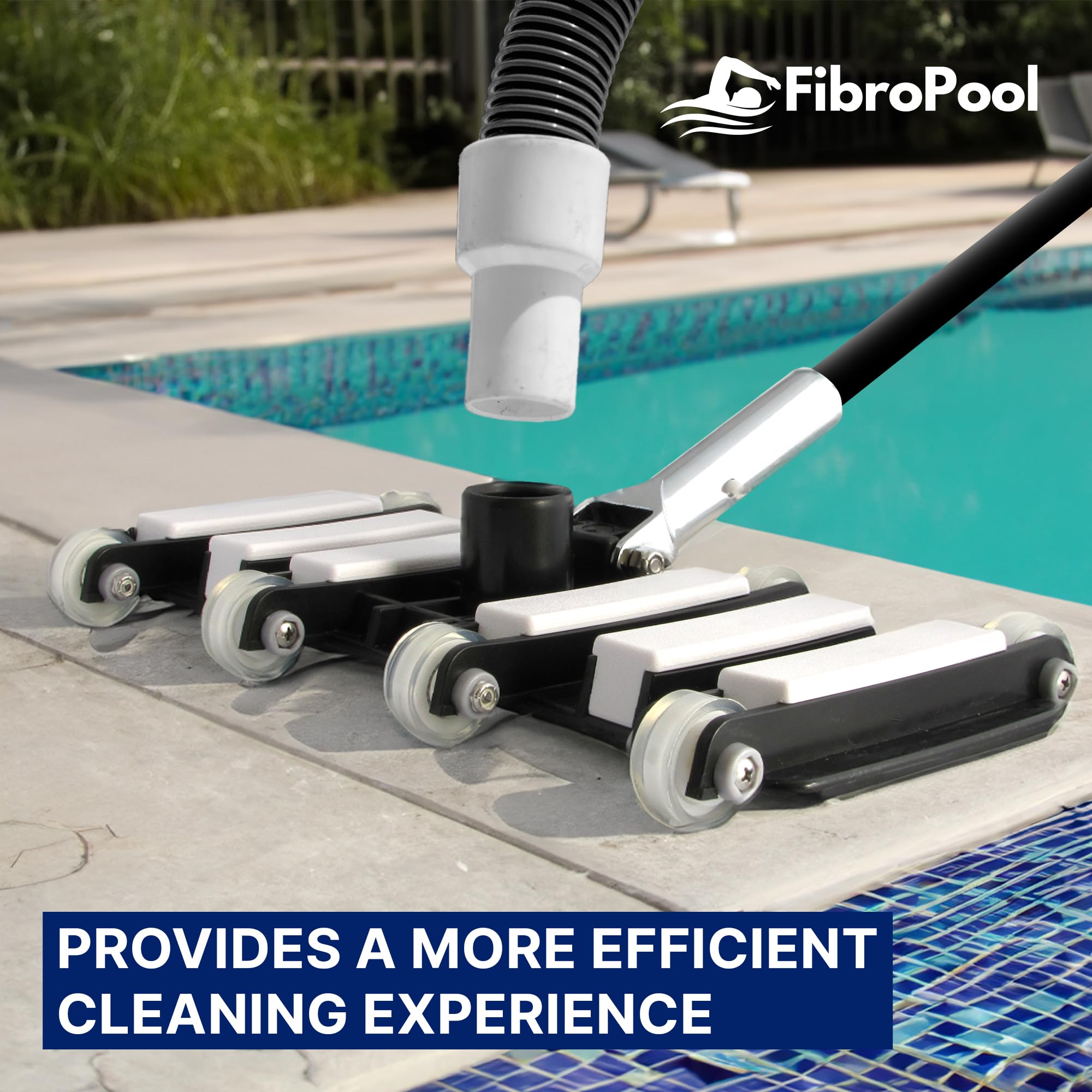 FibroPool urethane wheels roll smoothly and protect surfaces