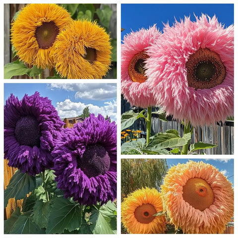 Ficoszo Teddy Bear sunflower seeds package for easy home gardening with bright blooms