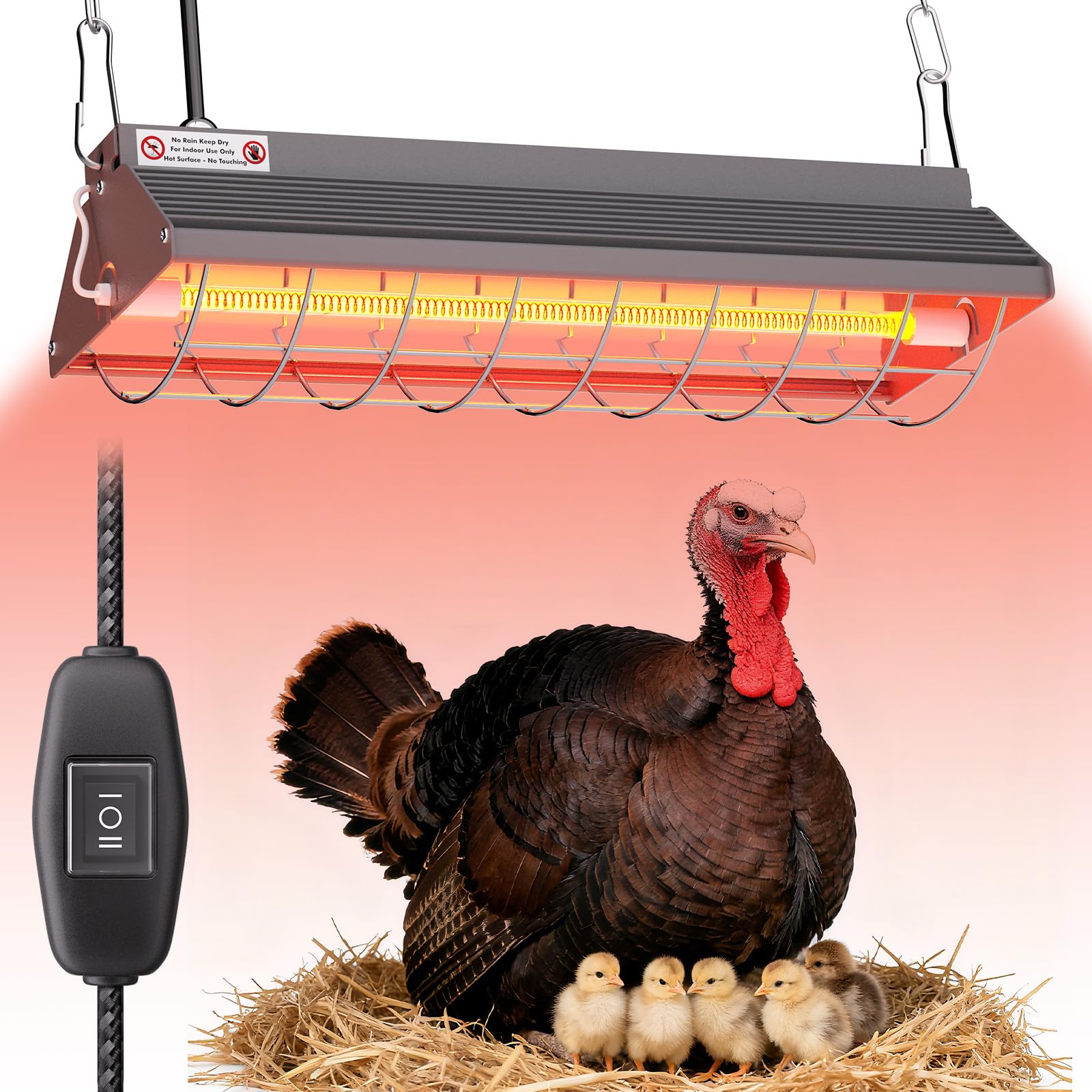 Ficuswin 300W chicken coop heat lamp warming a chicken coop safely