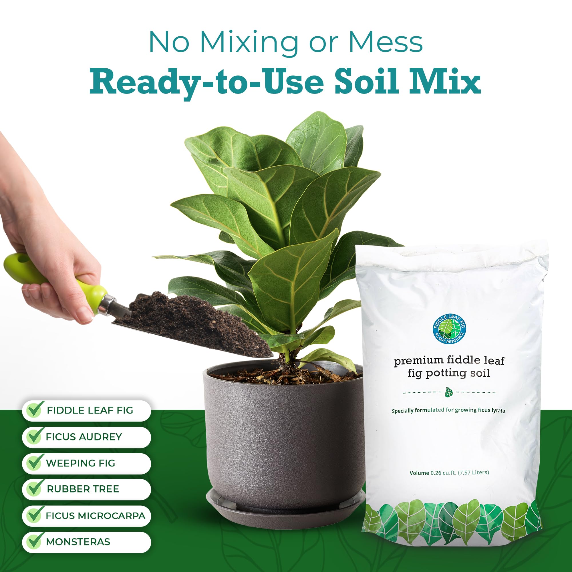 Fiddle Leaf Fig Plant Food soil bag made in USA supports sustainable production