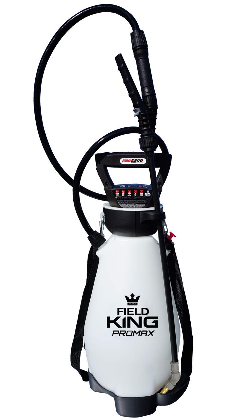Field King 190571 battery-powered sprayer enables consistent coverage.