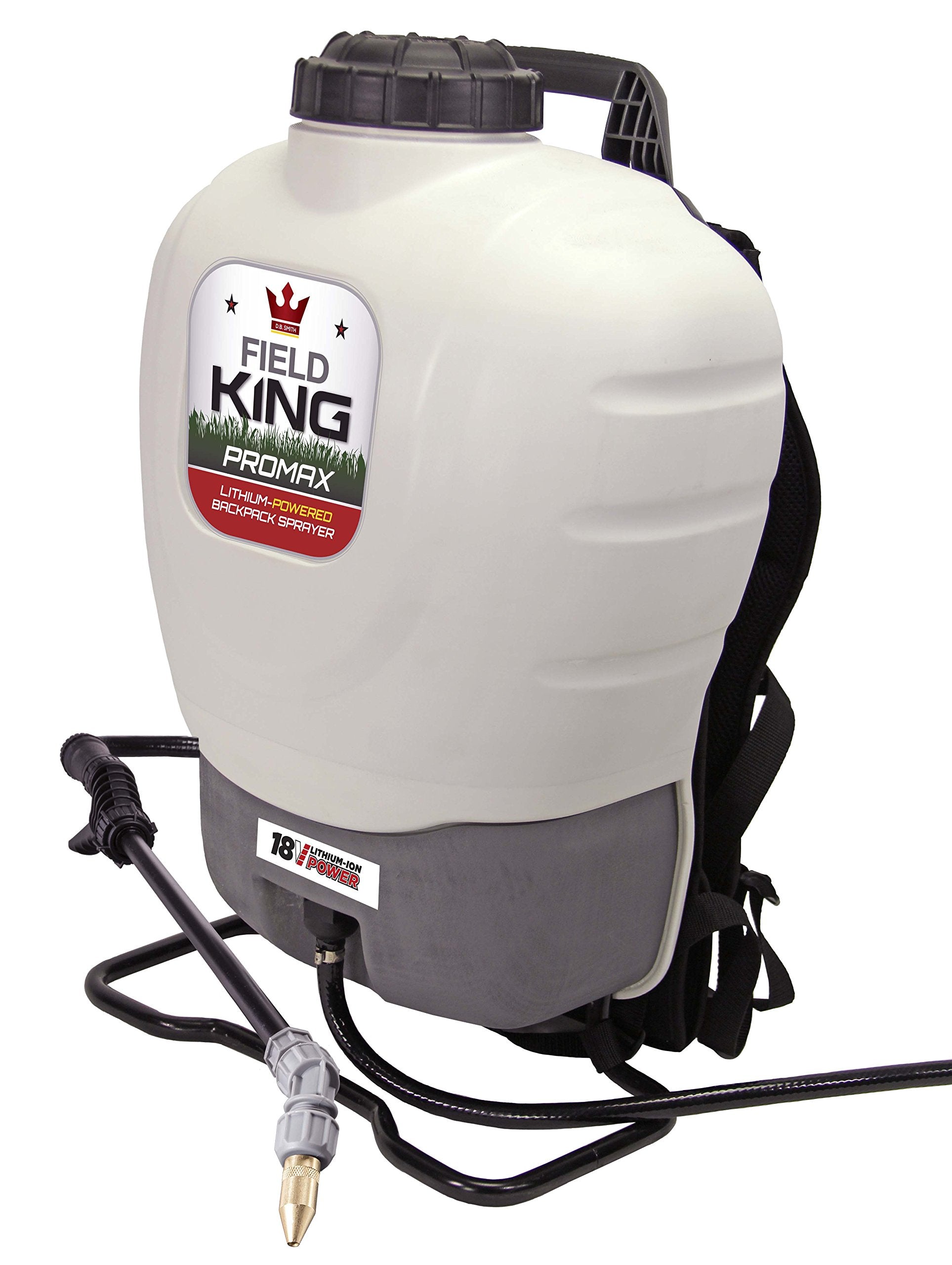 Field King Pro Max battery pack in use showing portable power for extended spraying