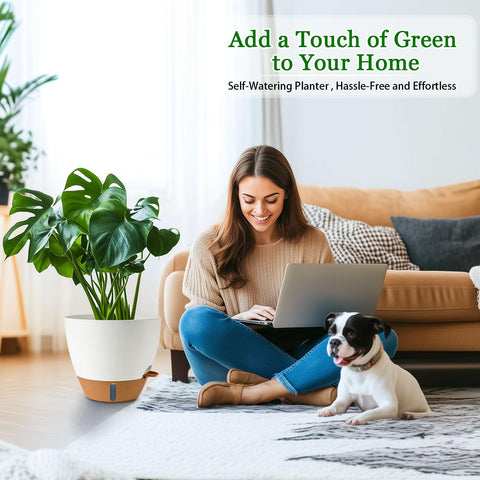Fielda durable white plastic planter suitable for indoor outdoor use