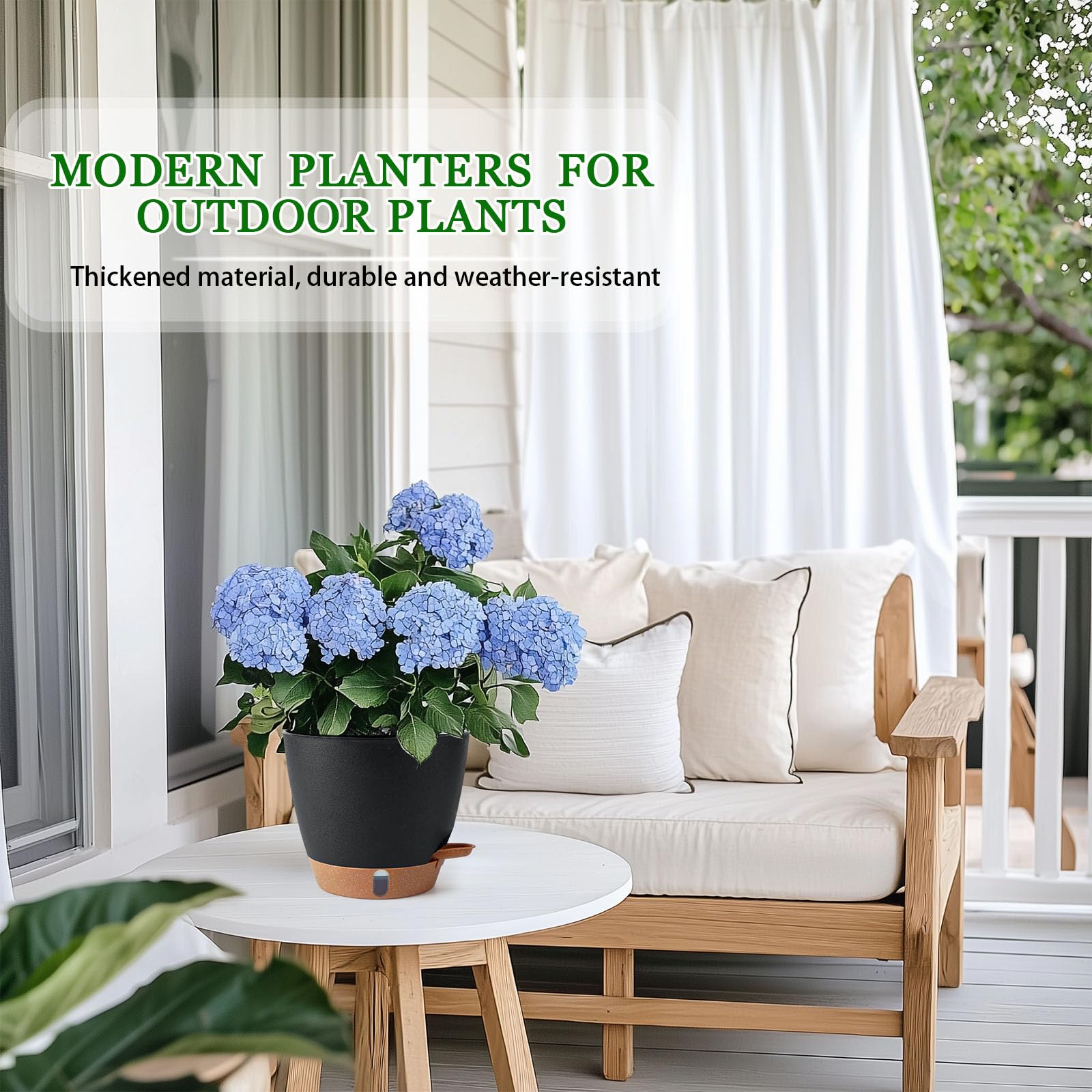 Fielda 2-pack black pots showcase versatile indoor/outdoor planting options.