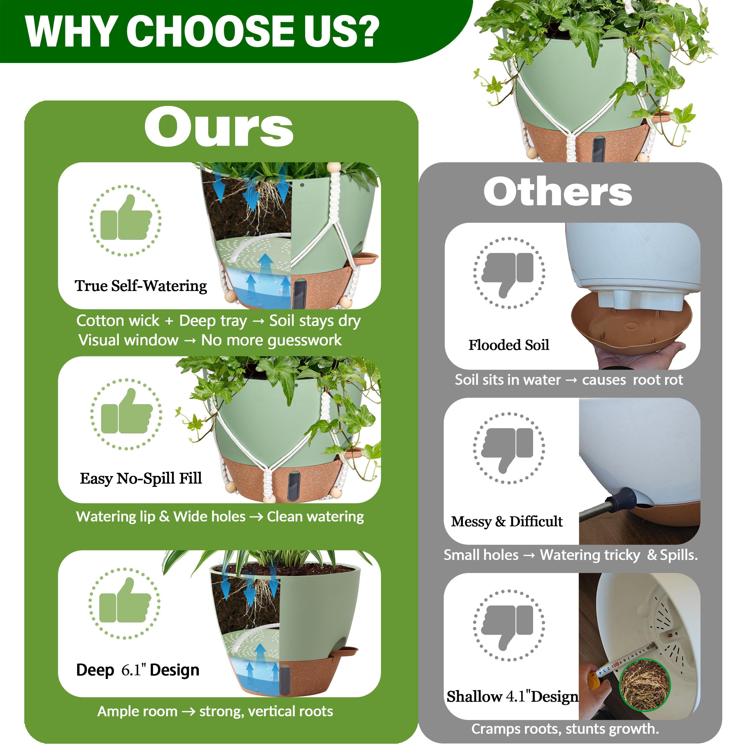 Fielda 2-pack hanging planters for home decor and gardening.