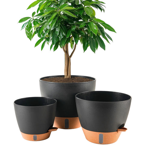 Fielda 8-inch self-watering pot front view, ideal for stylish indoor spaces.