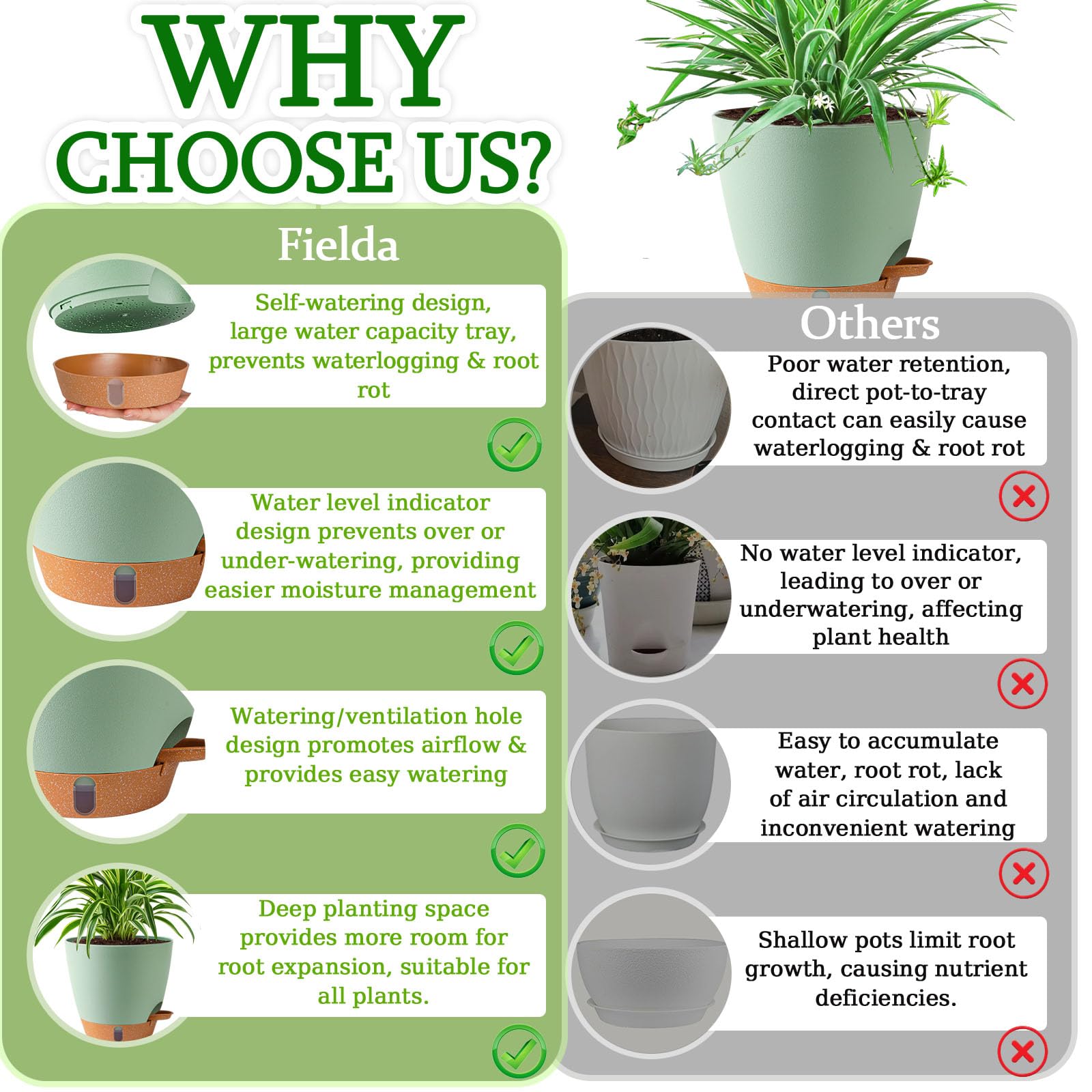 Fielda 8-inch minimalist design planter that complements any decor