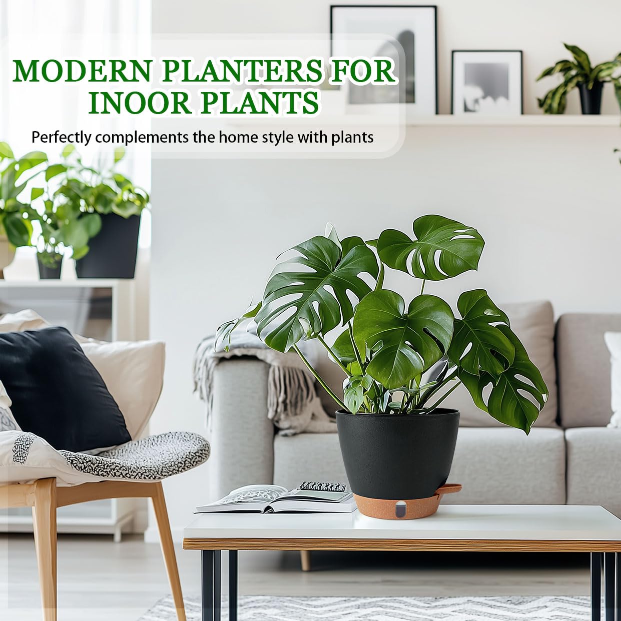 Fielda 8-inch pot water level window helps monitor moisture at a glance.