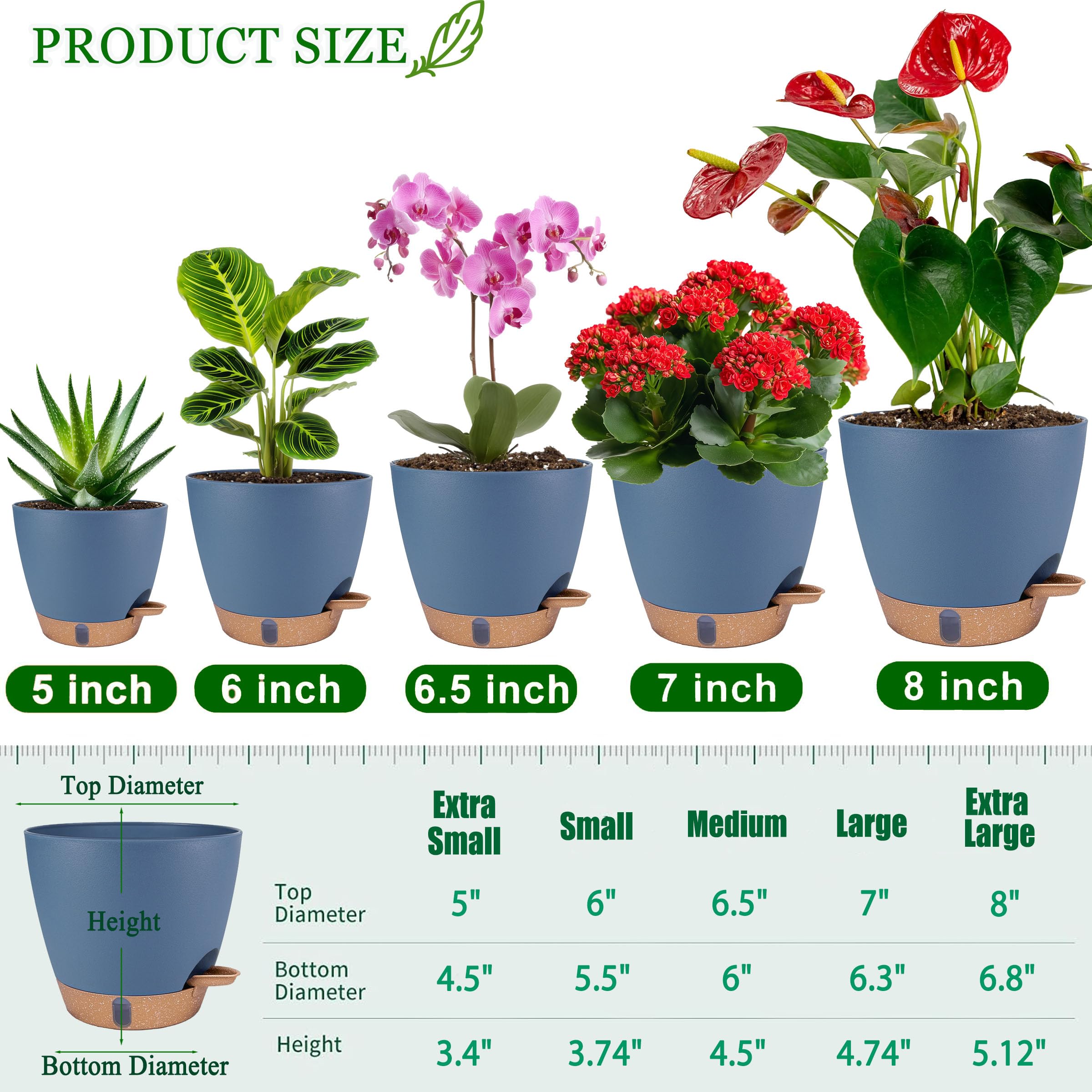 Fielda complete 5-pack plant pots set with saucers for easy setup.