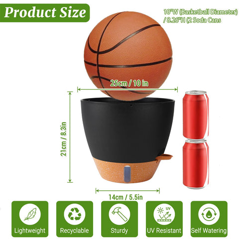 Fielda 10-inch top opening and height guide for plant fit.