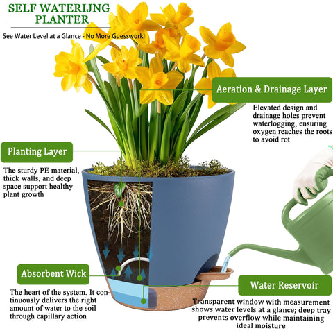 Fielda leak-proof saucer keeps surfaces clean during watering