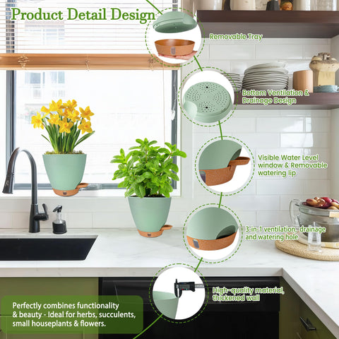 Fielda green indoor plant pots enhance any space with a modern look.