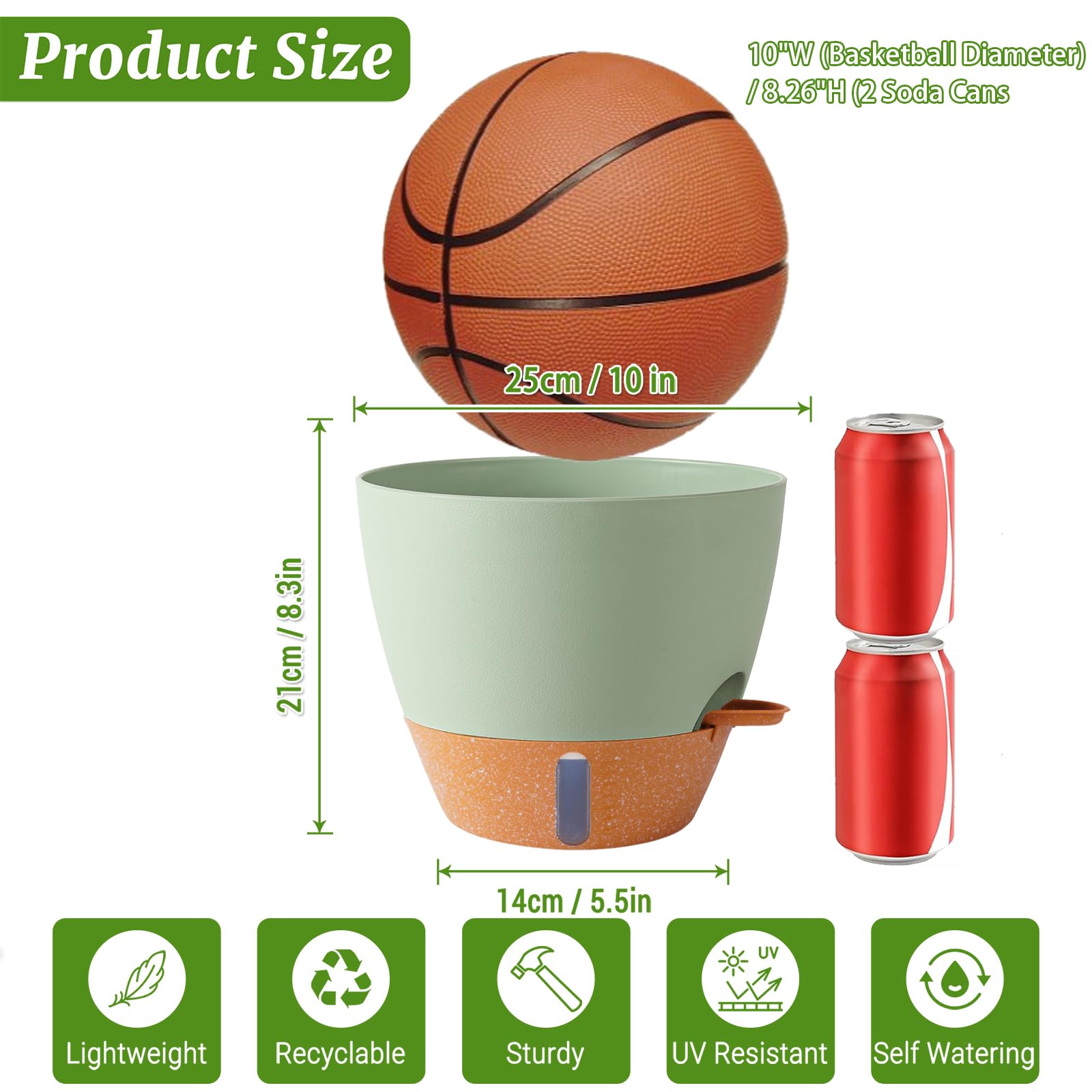 Fielda indoor-outdoor-use green planter suitable for homes and patios.