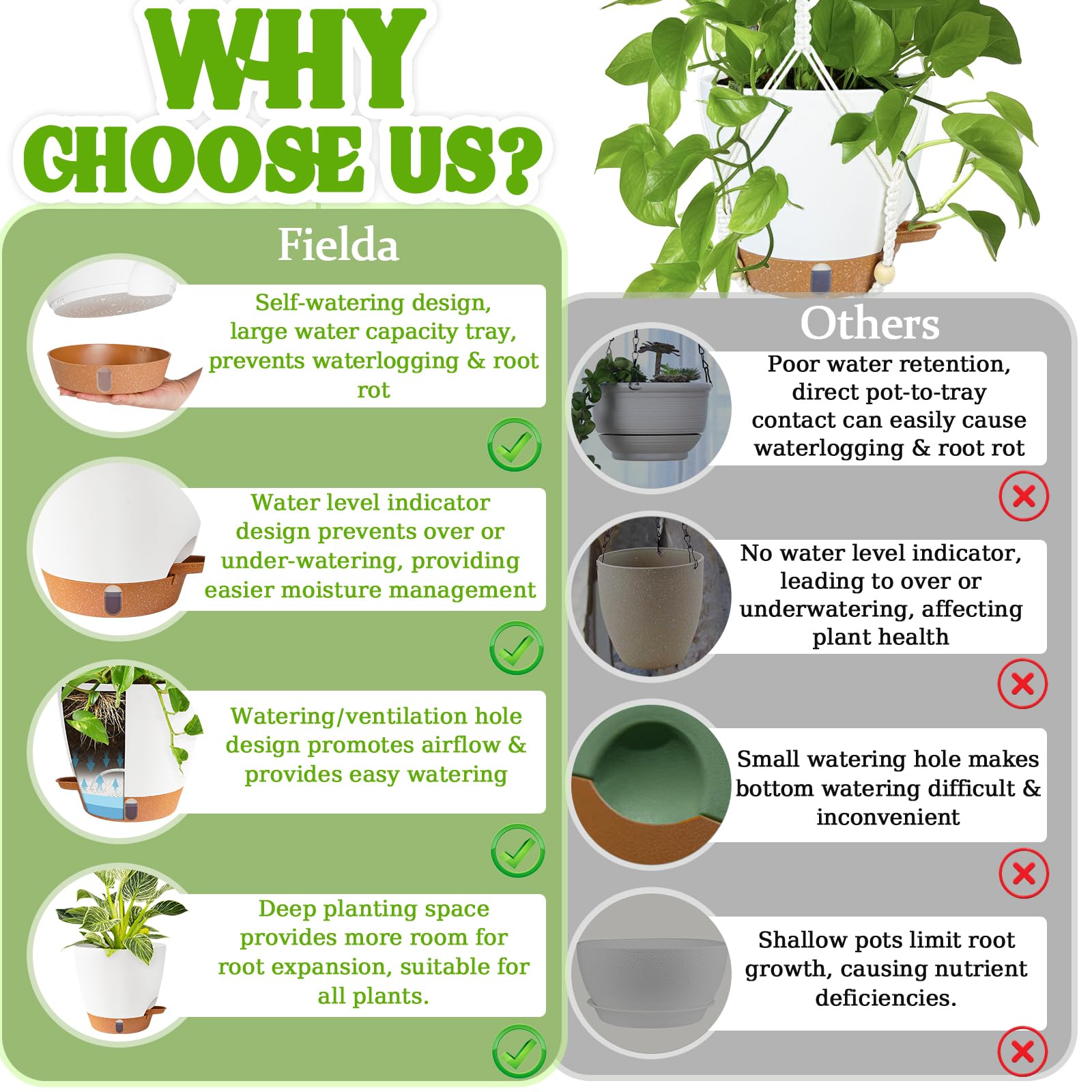 Fielda versatile indoor/outdoor use supports various plant setups