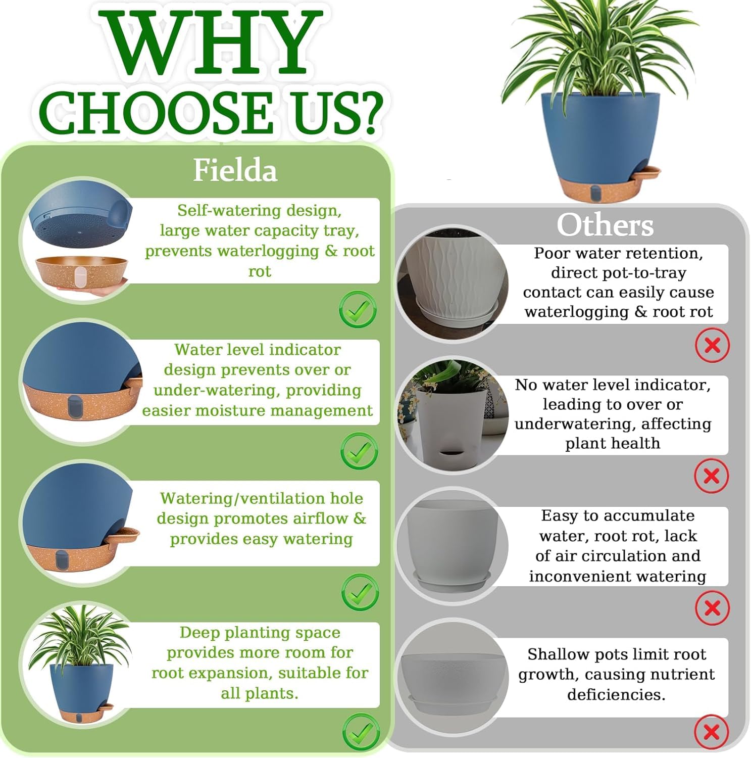 Fielda mini herb pot ideal for countertops and windowsills.