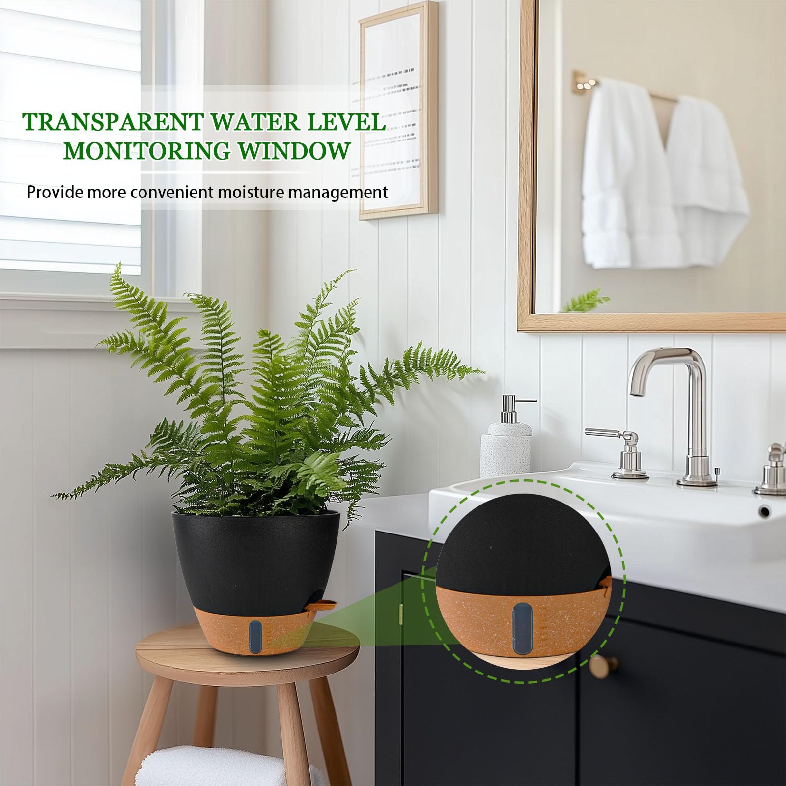 Fielda black modern planter adds sleek decor to any space.