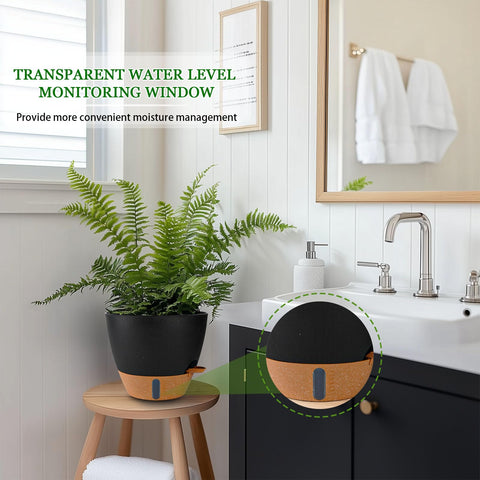 Fielda black modern planter adds sleek decor to any space.