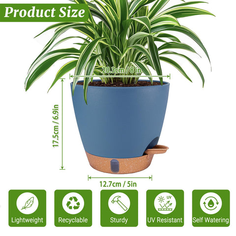 Fielda navy blue 8-inch planter with modern design enhances decor
