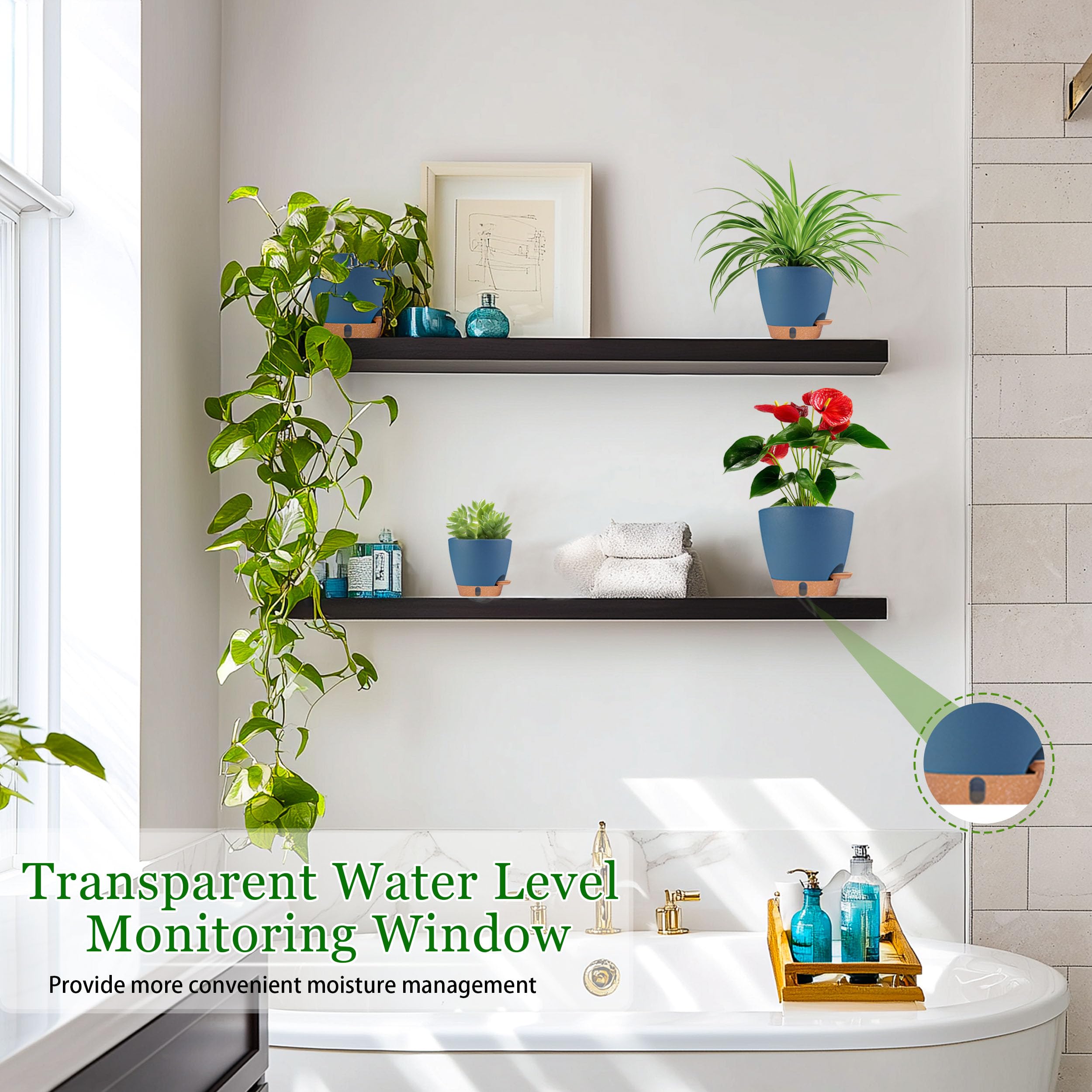 Fielda navy blue decorative plant pot enhances home aesthetics.
