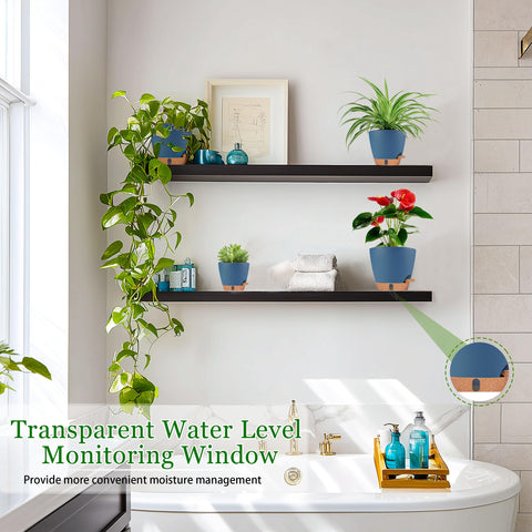 Fielda navy blue decorative plant pot enhances home aesthetics.