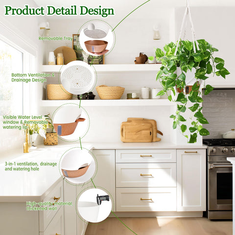 Fielda bohemian macrame hanger complements chic interiors while showcasing greenery.