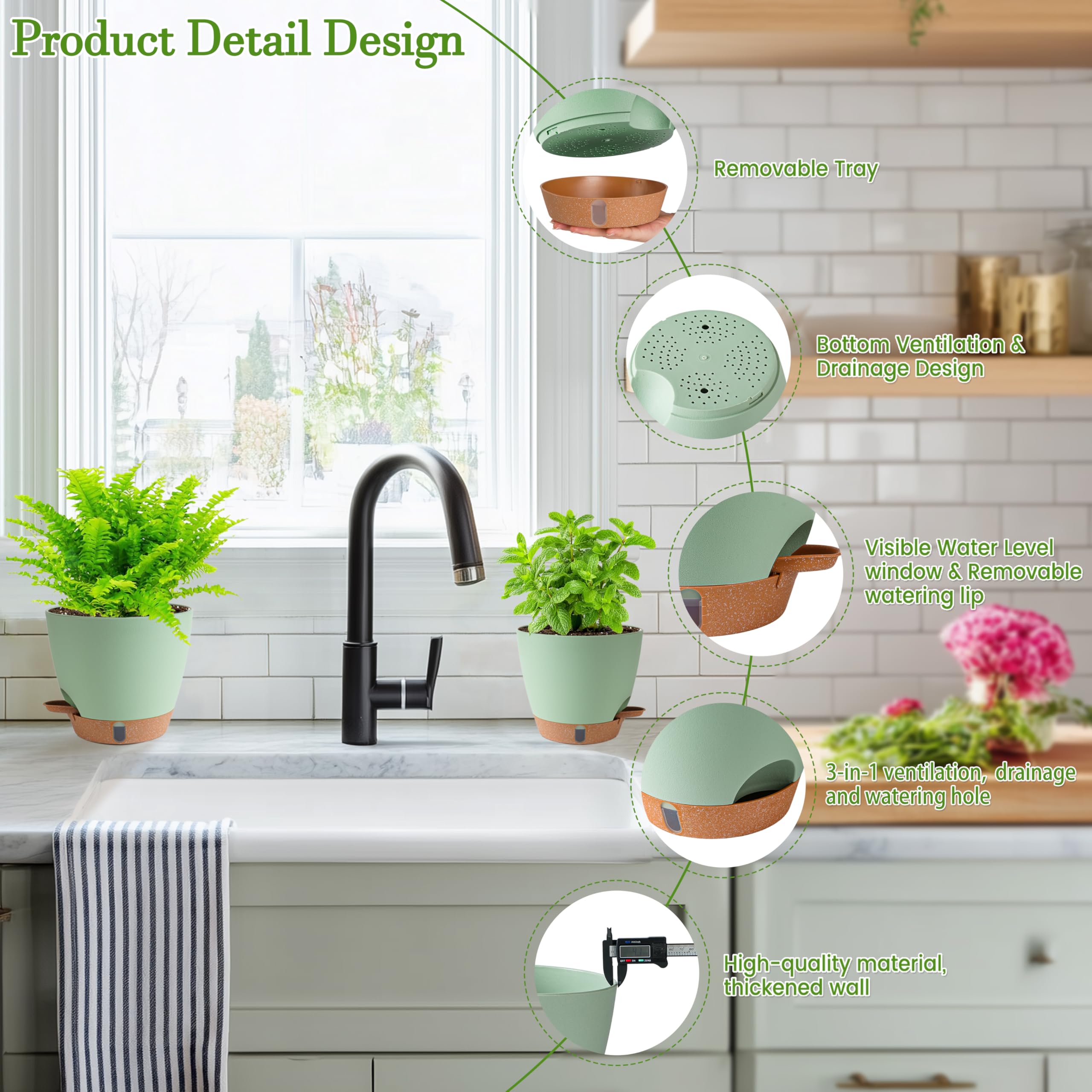 Fielda self-watering 6.5-inch pot ideal for compact desk greenery