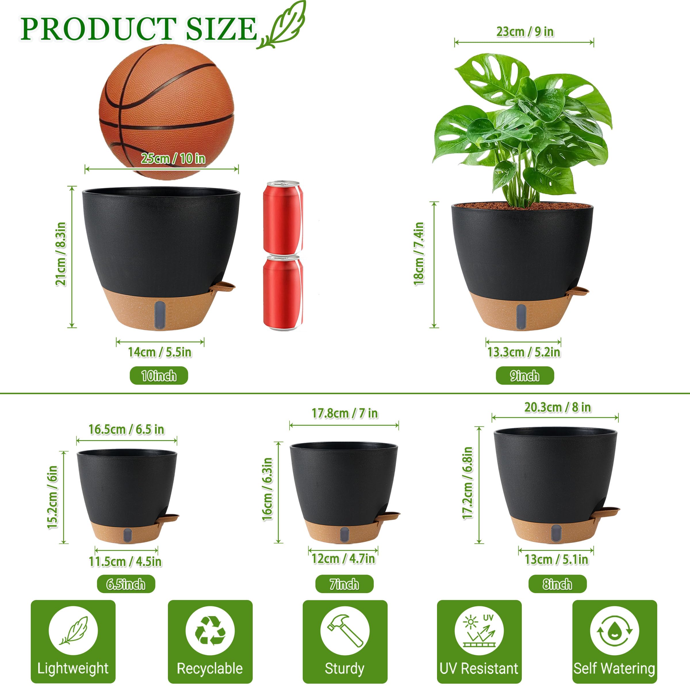 Fielda 8-inch planter with clear reservoir helps prevent underwatering